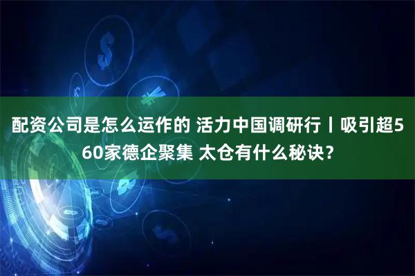 配资公司是怎么运作的 活力中国调研行丨吸引超560家德企聚集 太仓有什么秘诀？